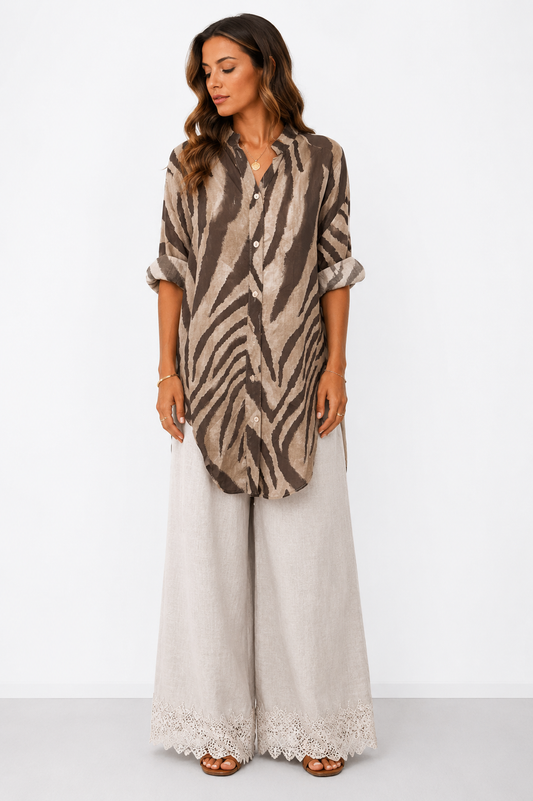Camicia lunga animalier