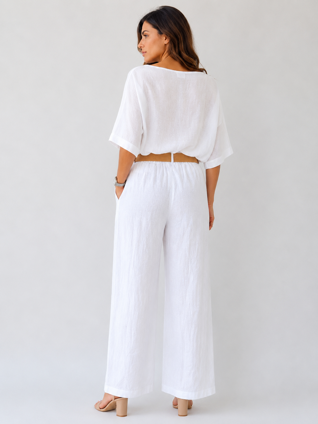 Pantalon large en lin souple