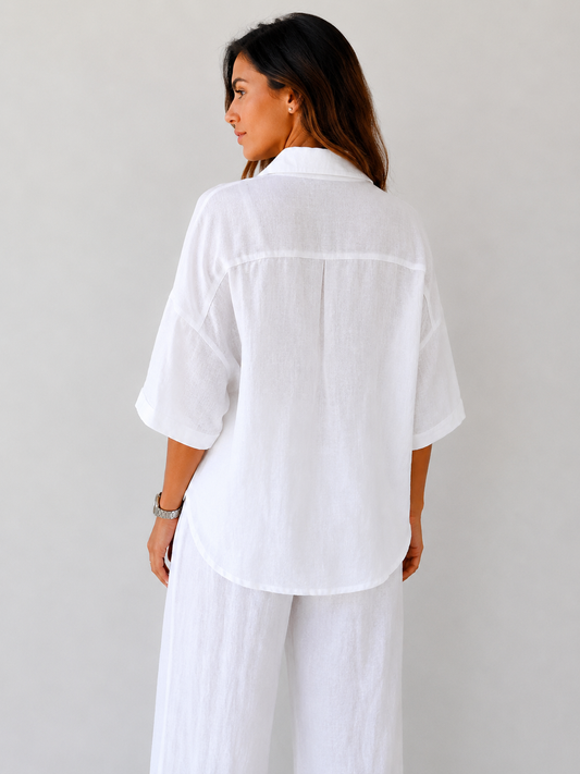 Camicia con tasche in puro lino